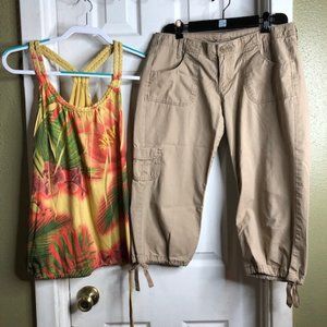 Lucky Brand Capris & Tropical Top- 2 pc bundle